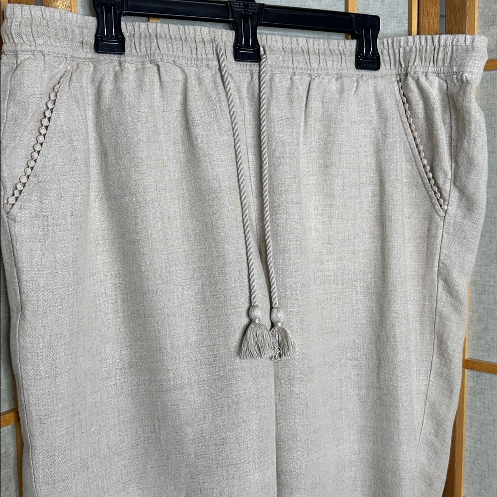 NWT Talbots Womens Natural Linen Draw String Capri Pants Size 16W - Picture 5 of 13